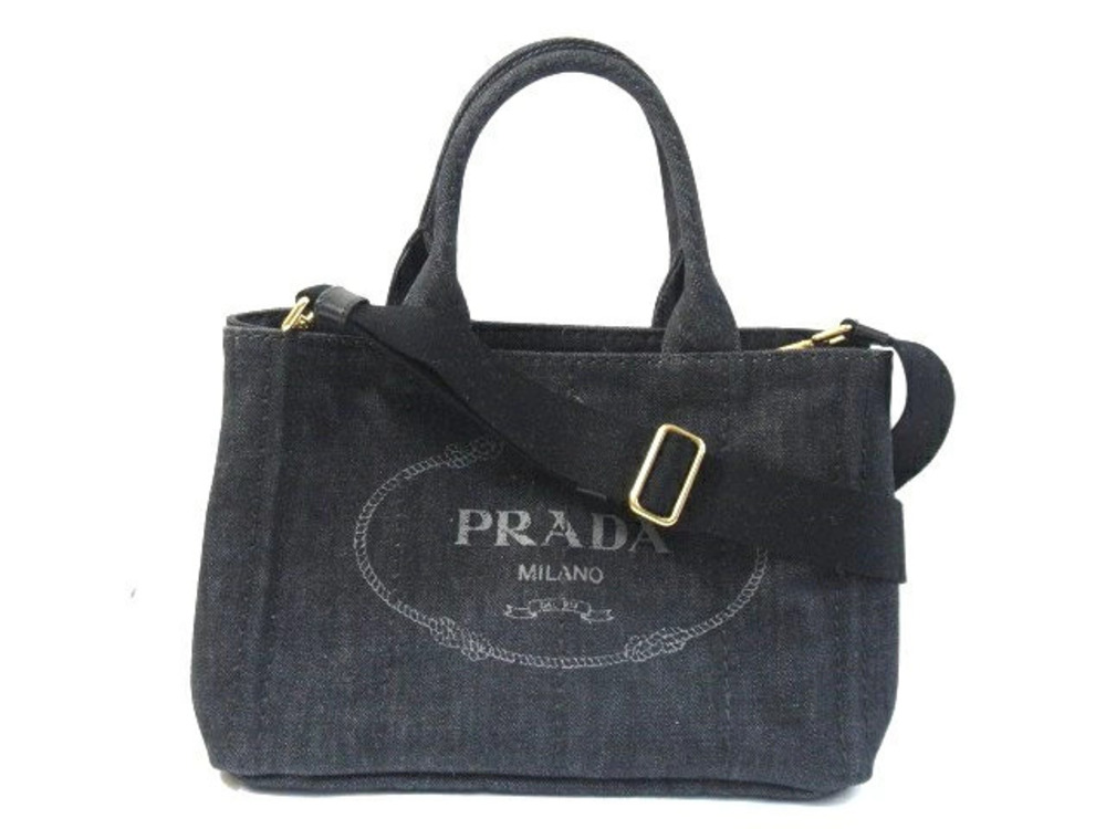 Prada Canapa Denim Handbag Black
